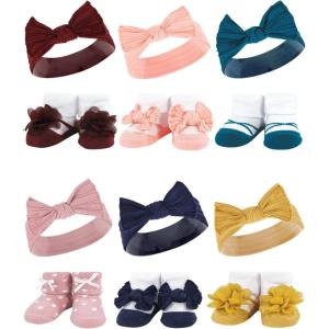 image:imageHudson Baby Girls Headband and Socks GiftsetBurgundy Teal Blush Navy