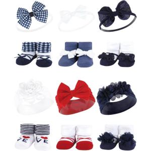 image:imageHudson Baby Girls Headband and Socks GiftsetNavy Red Navy Gingham