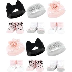 image:imageHudson Baby Girls Headband and Socks GiftsetPink Black Gray