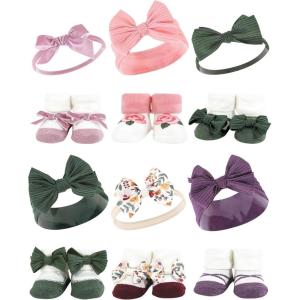 image:imageHudson Baby Girls Headband and Socks GiftsetPurple Green Fall Botanical
