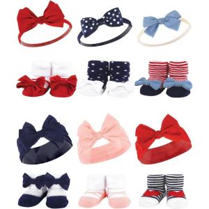 image:imageHudson Baby Girls Headband and Socks GiftsetRed Blue Bows Red Chambray