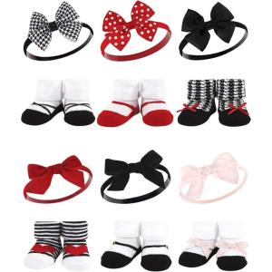 image:imageHudson Baby Girls Headband and Socks GiftsetRed Houndstooth Red Pink