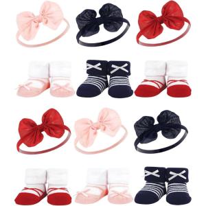 image:imageHudson Baby Girls Headband and Socks GiftsetRed Navy Bows