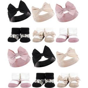 image:imageHudson Baby Girls Headband and Socks GiftsetTaupe Pink