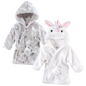 image:imageHudson Baby Unisex Baby 2Pc Plush Animal Face Bathrobe Pig Gray Zebra 09 MonthsGray Whimsical Unicorn Rainbow Unicorn
