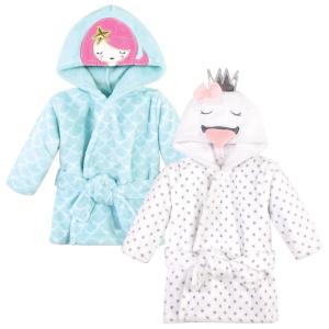 image:imageHudson Baby Unisex Baby 2Pc Plush Animal Face Bathrobe Pig Gray Zebra 09 MonthsMermaid Swan