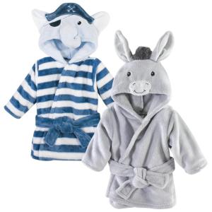 image:imageHudson Baby Unisex Baby 2Pc Plush Animal Face Bathrobe Pig Gray Zebra 09 MonthsPirate Elephant Donkey