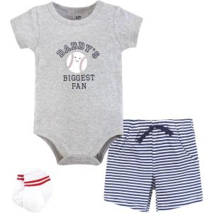 image:imageHudson Baby Unisex Baby Bodysuit Short and Sock 3Piece SetBaseball Biggest Fan