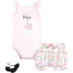 image:imageHudson Baby Unisex Baby Bodysuit Short and Sock 3Piece SetBonjour Paris