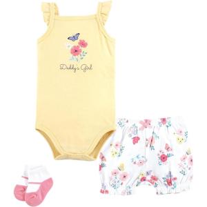 image:imageHudson Baby Unisex Baby Bodysuit Short and Sock 3Piece SetButterfly Floral Daddy