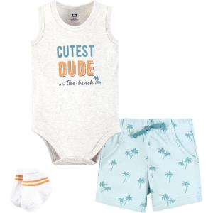 image:imageHudson Baby Unisex Baby Bodysuit Short and Sock 3Piece SetCutest Beach Dude