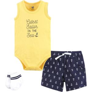 image:imageHudson Baby Unisex Baby Bodysuit Short and Sock 3Piece SetCutest Sailor