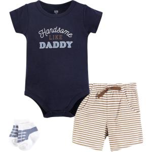 image:imageHudson Baby Unisex Baby Bodysuit Short and Sock 3Piece SetHandsome Daddy