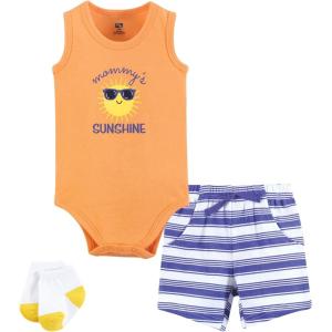 image:imageHudson Baby Unisex Baby Bodysuit Short and Sock 3Piece SetOrange Sunshine