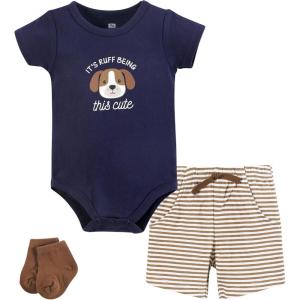 image:imageHudson Baby Unisex Baby Bodysuit Short and Sock 3Piece SetRuff Being Cute Dog