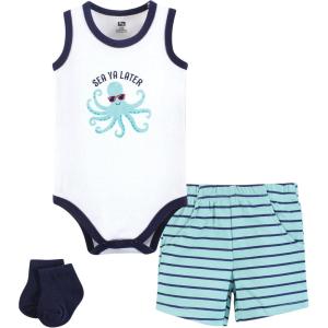 image:imageHudson Baby Unisex Baby Bodysuit Short and Sock 3Piece SetSea Octopus
