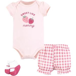image:imageHudson Baby Unisex Baby Bodysuit Short and Sock 3Piece SetStrawberry Love