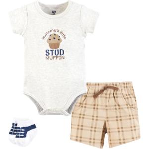 image:imageHudson Baby Unisex Baby Bodysuit Short and Sock 3Piece SetStud Muffin