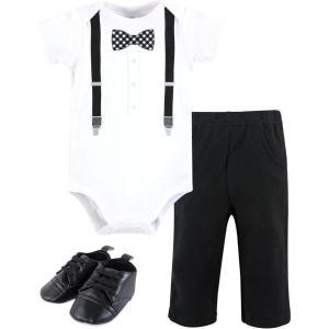 image:imageHudson Baby Unisex Baby Cotton Bodysuit Pant and Shoe SetBlack Gingham Bow Tie