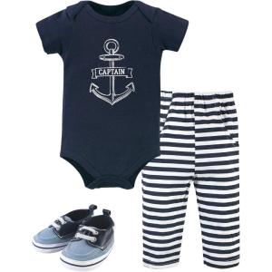 image:imageHudson Baby Unisex Baby Cotton Bodysuit Pant and Shoe SetCaptain
