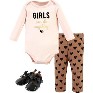 image:imageHudson Baby Unisex Baby Cotton Bodysuit Pant and Shoe SetCinnamon Hearts Long Sleeve