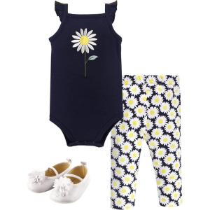 image:imageHudson Baby Unisex Baby Cotton Bodysuit Pant and Shoe SetDaisy