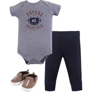 image:imageHudson Baby Unisex Baby Cotton Bodysuit Pant and Shoe SetFootball