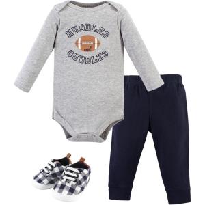 image:imageHudson Baby Unisex Baby Cotton Bodysuit Pant and Shoe SetFootball Huddles Long Sleeve