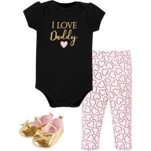 image:imageHudson Baby Unisex Baby Cotton Bodysuit Pant and Shoe SetGirl Daddy