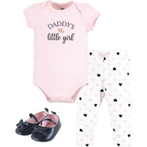 image:imageHudson Baby Unisex Baby Cotton Bodysuit Pant and Shoe SetGirl Daddy Pink Navy
