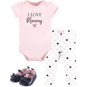 image:imageHudson Baby Unisex Baby Cotton Bodysuit Pant and Shoe SetGirl Mommy Pink Navy