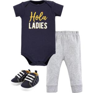 image:imageHudson Baby Unisex Baby Cotton Bodysuit Pant and Shoe SetHola Ladies Short Sleeve