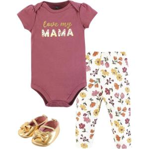 image:imageHudson Baby Unisex Baby Cotton Bodysuit Pant and Shoe SetMama Autumn Floral