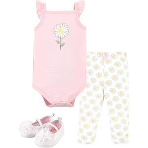 image:imageHudson Baby Unisex Baby Cotton Bodysuit Pant and Shoe SetPink Daisy
