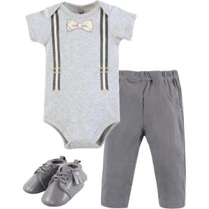 image:imageHudson Baby Unisex Baby Cotton Bodysuit Pant and Shoe SetPlaid Bow Tie