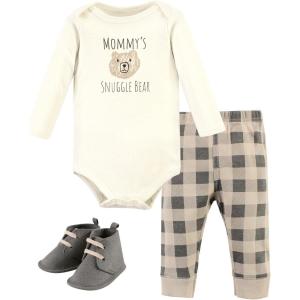 image:imageHudson Baby Unisex Baby Cotton Bodysuit Pant and Shoe SetSnuggle Bear Long Sleeve