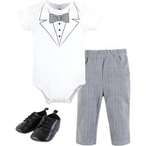 image:imageHudson Baby Unisex Baby Cotton Bodysuit Pant and Shoe SetTweed Bow Tie