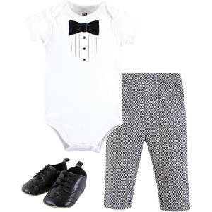 image:imageHudson Baby Unisex Baby Cotton Bodysuit Pant and Shoe SetTweed Tux
