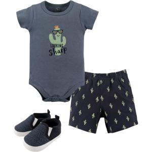 image:imageHudson Baby Unisex Baby Cotton Bodysuit Shorts and Shoe SetCactus