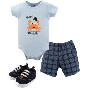 image:imageHudson Baby Unisex Baby Cotton Bodysuit Shorts and Shoe SetCrab