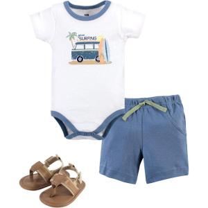 image:imageHudson Baby Unisex Baby Cotton Bodysuit Shorts and Shoe SetGone Surfing