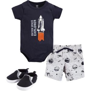 image:imageHudson Baby Unisex Baby Cotton Bodysuit Shorts and Shoe SetOuter Space
