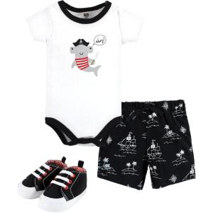 image:imageHudson Baby Unisex Baby Cotton Bodysuit Shorts and Shoe SetPirate Shark