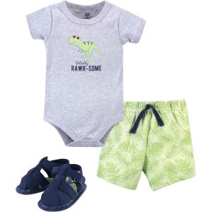 image:imageHudson Baby Unisex Baby Cotton Bodysuit Shorts and Shoe SetRawrsome Dino