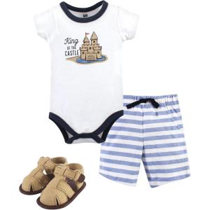 image:imageHudson Baby Unisex Baby Cotton Bodysuit Shorts and Shoe SetSandcastle
