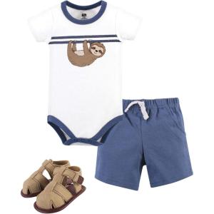 image:imageHudson Baby Unisex Baby Cotton Bodysuit Shorts and Shoe SetSloth
