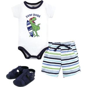 image:imageHudson Baby Unisex Baby Cotton Bodysuit Shorts and Shoe SetSurf Dude