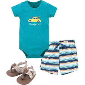 image:imageHudson Baby Unisex Baby Cotton Bodysuit Shorts and Shoe SetSurfer Dude