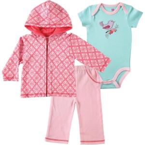 image:imageHudson Baby Unisex Baby Cotton Hoodie Bodysuit or Tee Top and Pant SetBird