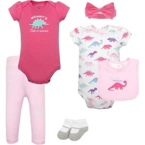 image:imageHudson Baby Unisex Baby Cotton Layette SetPink Sparklesaurus